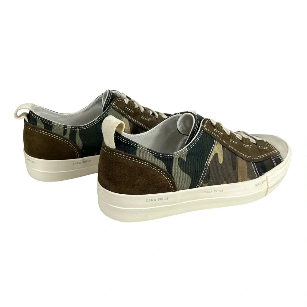 Zara SRPLS Men’s 8 Camo Sneakers NWT Low Top Lace Up Casual‎ Shoe Army Green